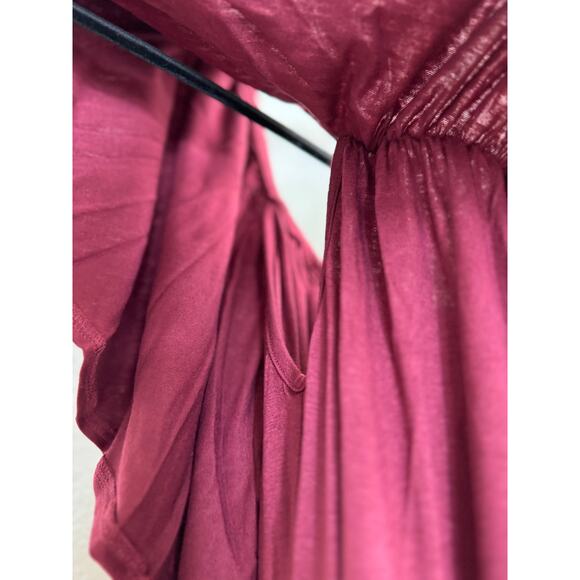 NWT Women's Off Shoulder Maroon Hi-Low Maternity Dress Empire Gown Small - Picture 8 of 12